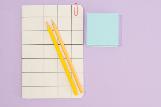 study planner with colorful notes