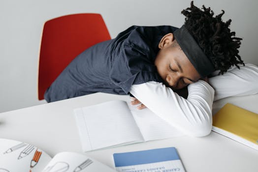 student taking a power nap