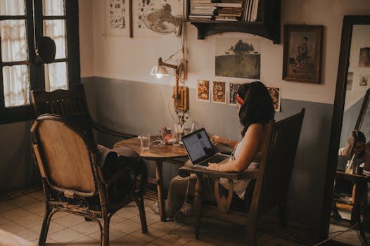 cozy study space with a desk and books