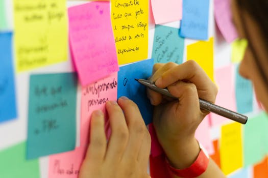 colorful flashcards on a desk