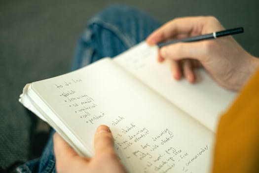 student working on study schedule