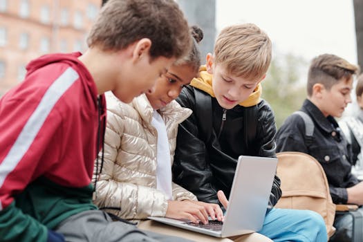 motivated student studying with friends