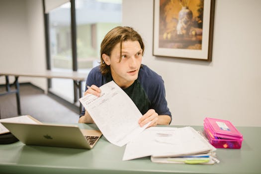 student reviewing notes before a test