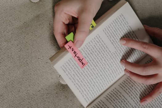 A student studying with a planner