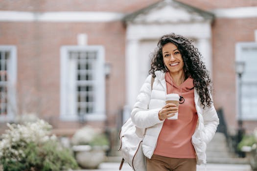 A student taking a break outdoors