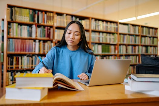 student studying with notes