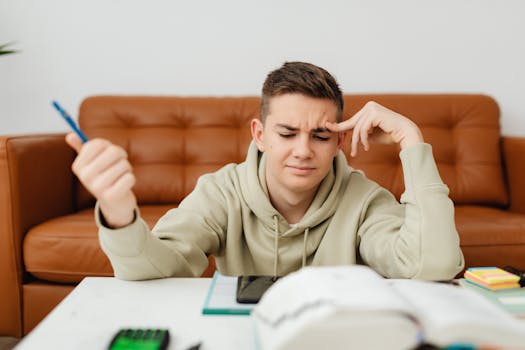 student studying with determination