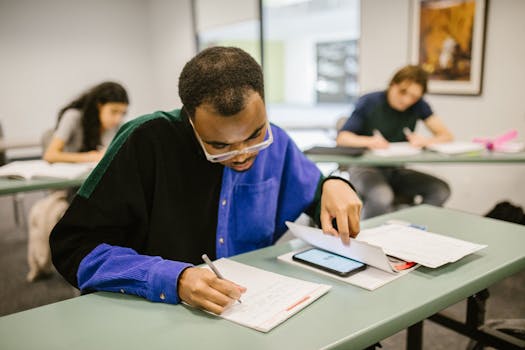 student taking a practice exam