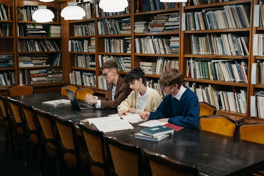 students taking a break in the library