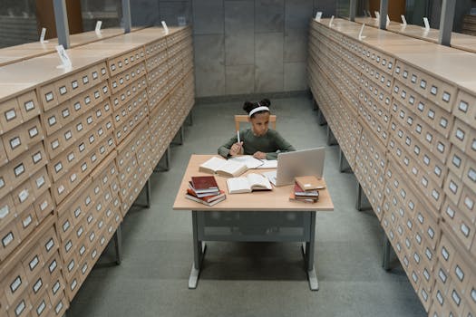 student studying in a quiet space