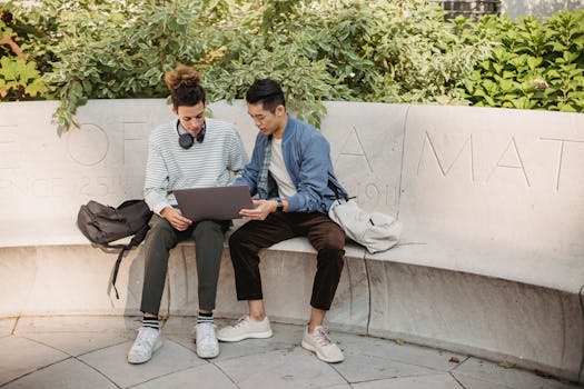 students studying online